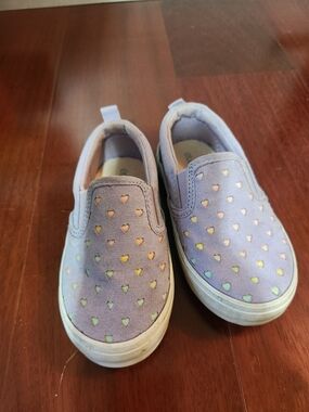 Old Navy Lavender Slip-On Sneakers with Iridescent Heart Details